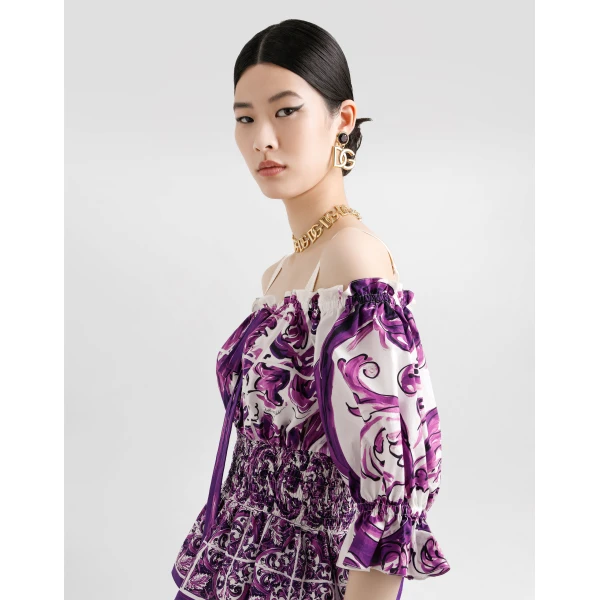Dolce & Gabbana Majolica-print poplin top, view 2