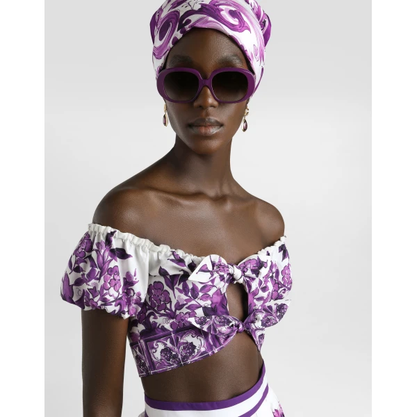 Dolce & Gabbana Majolica-print poplin top, view 4
