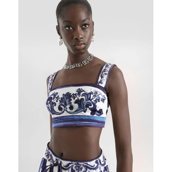 Dolce & Gabbana Majolica-print poplin top, view 4