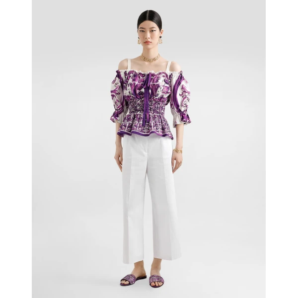 Dolce & Gabbana Majolica-print poplin top, view 4