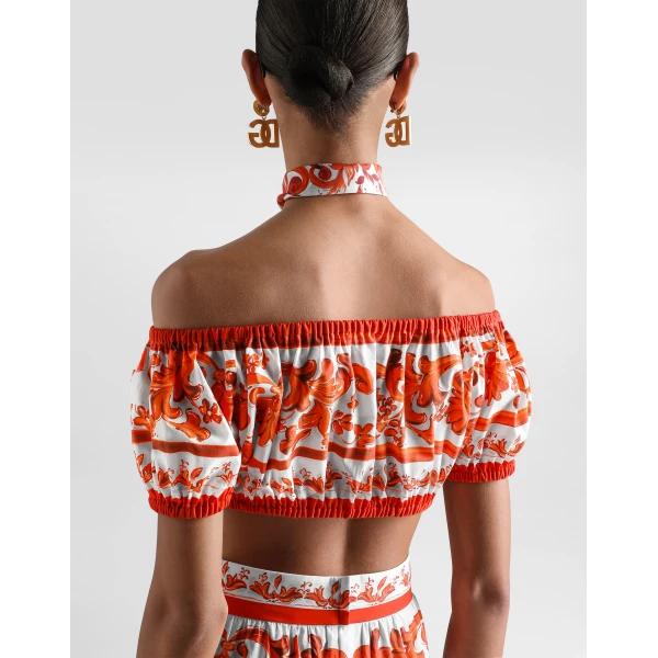 Dolce & Gabbana Majolica-print poplin top, view 5