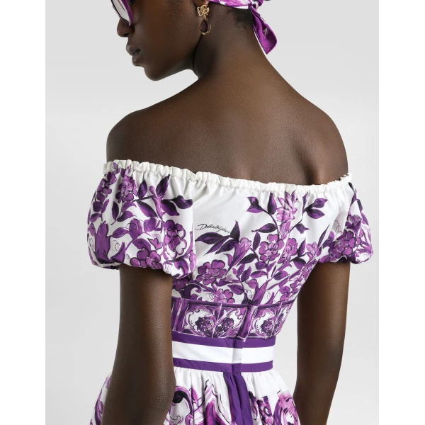 Dolce & Gabbana Majolica-print poplin top, view 5