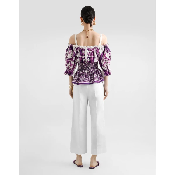 Dolce & Gabbana Majolica-print poplin top, view 5