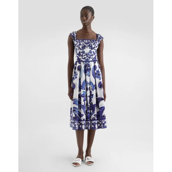 Dolce & Gabbana Majolica-print short poplin dress, view 2