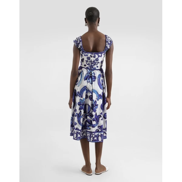 Dolce & Gabbana Majolica-print short poplin dress, view 3