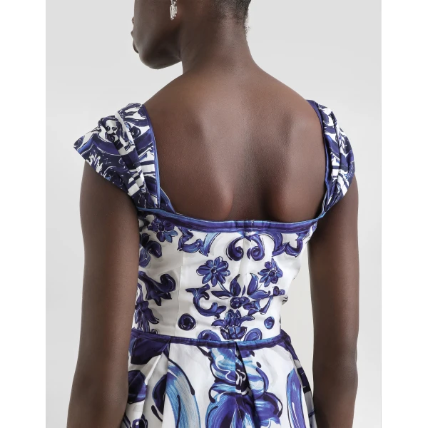 Dolce & Gabbana Majolica-print short poplin dress, view 5