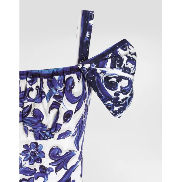 Dolce & Gabbana Majolica-print short poplin dress, view 6