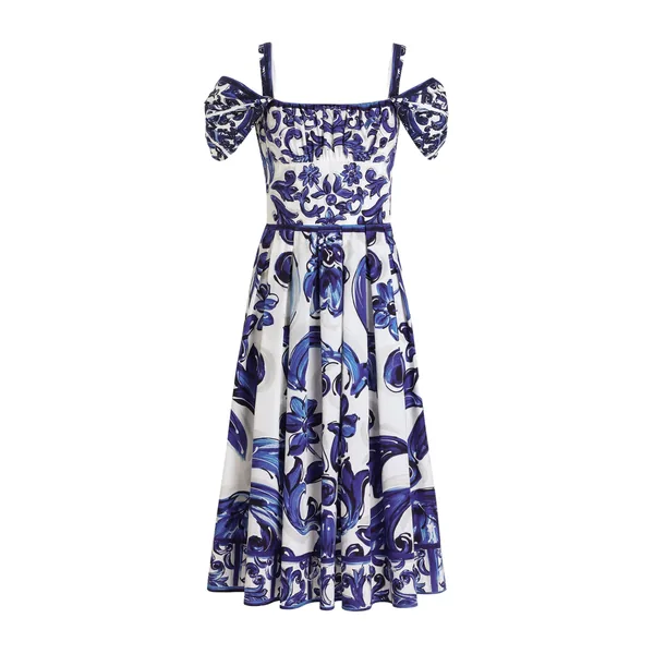 Dolce & Gabbana Majolica-print short poplin dress