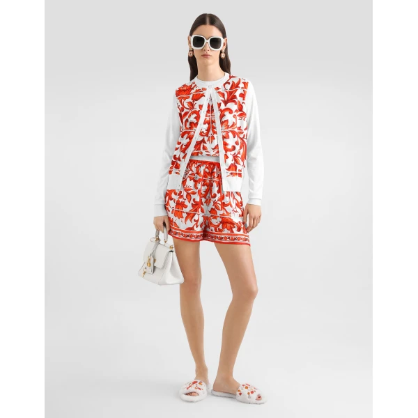 Dolce & Gabbana Majolica-print silk and twill cardigan, view 2