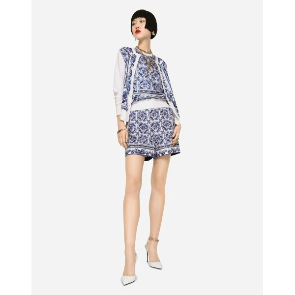 Dolce & Gabbana Majolica-print silk and twill cardigan, view 2