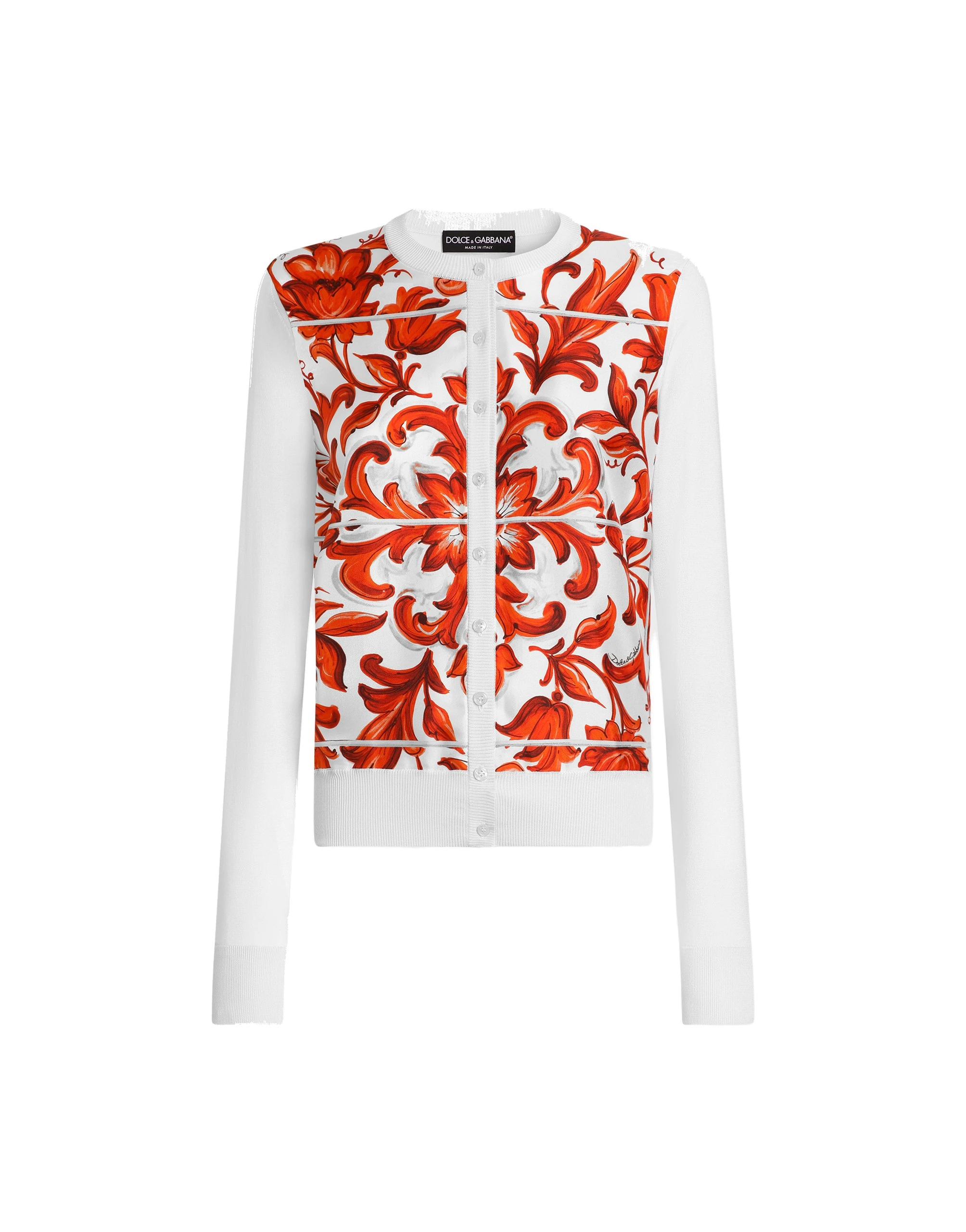 Dolce & Gabbana Majolica-print silk and twill cardigan