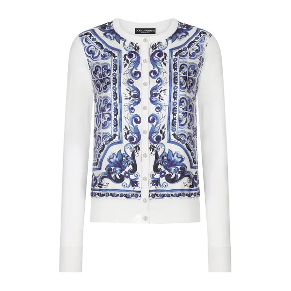 Dolce & Gabbana Majolica-print silk and twill cardigan