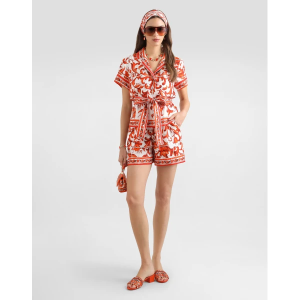 Dolce & Gabbana Majolica-print silk bermuda Shorts, view 2