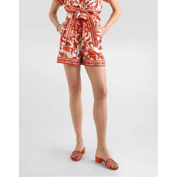 Dolce & Gabbana Majolica-print silk bermuda Shorts, view 4