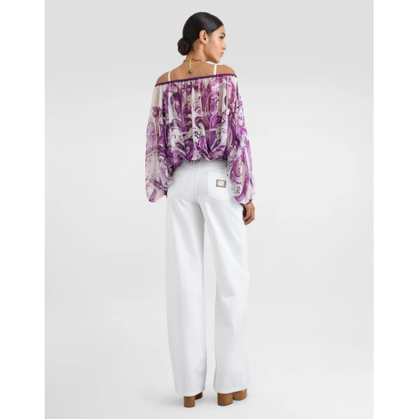 Dolce & Gabbana Majolica-print silk chiffon top, view 3