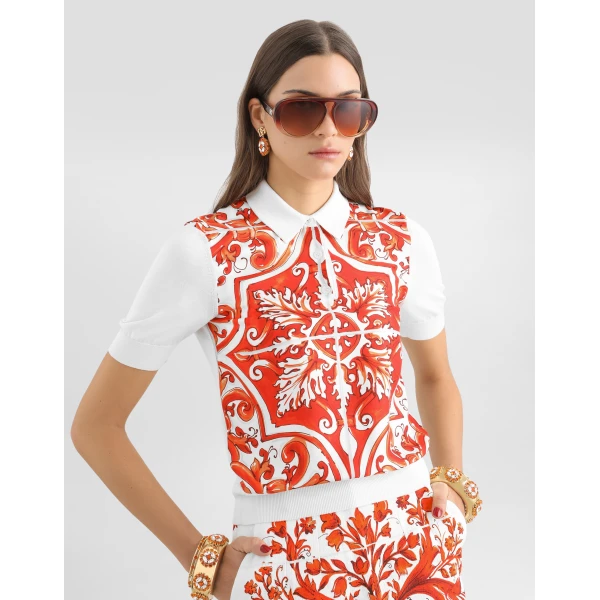 Dolce & Gabbana Majolica-print silk pullover Knit, view 4