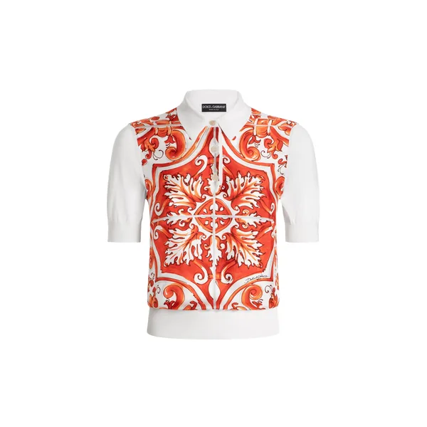 Majolica-print silk pullover