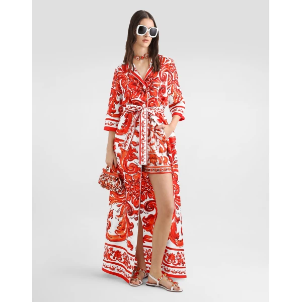 Dolce & Gabbana Majolica-print silk robe-style coat, view 2