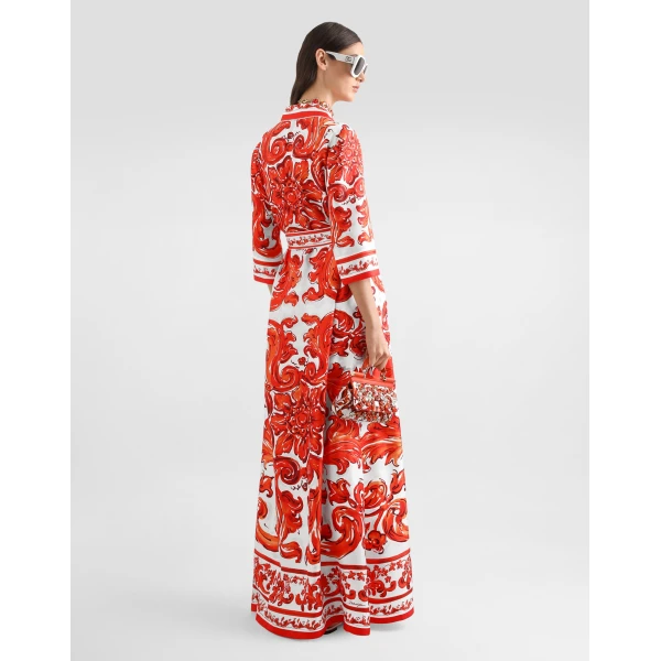 Dolce & Gabbana Majolica-print silk robe-style coat, view 3