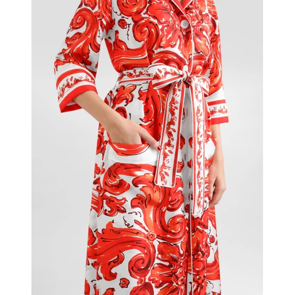 Dolce & Gabbana Majolica-print silk robe-style coat, view 5
