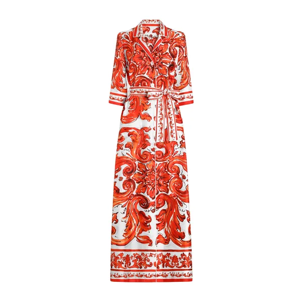 Dolce & Gabbana Majolica-print silk robe-style coat