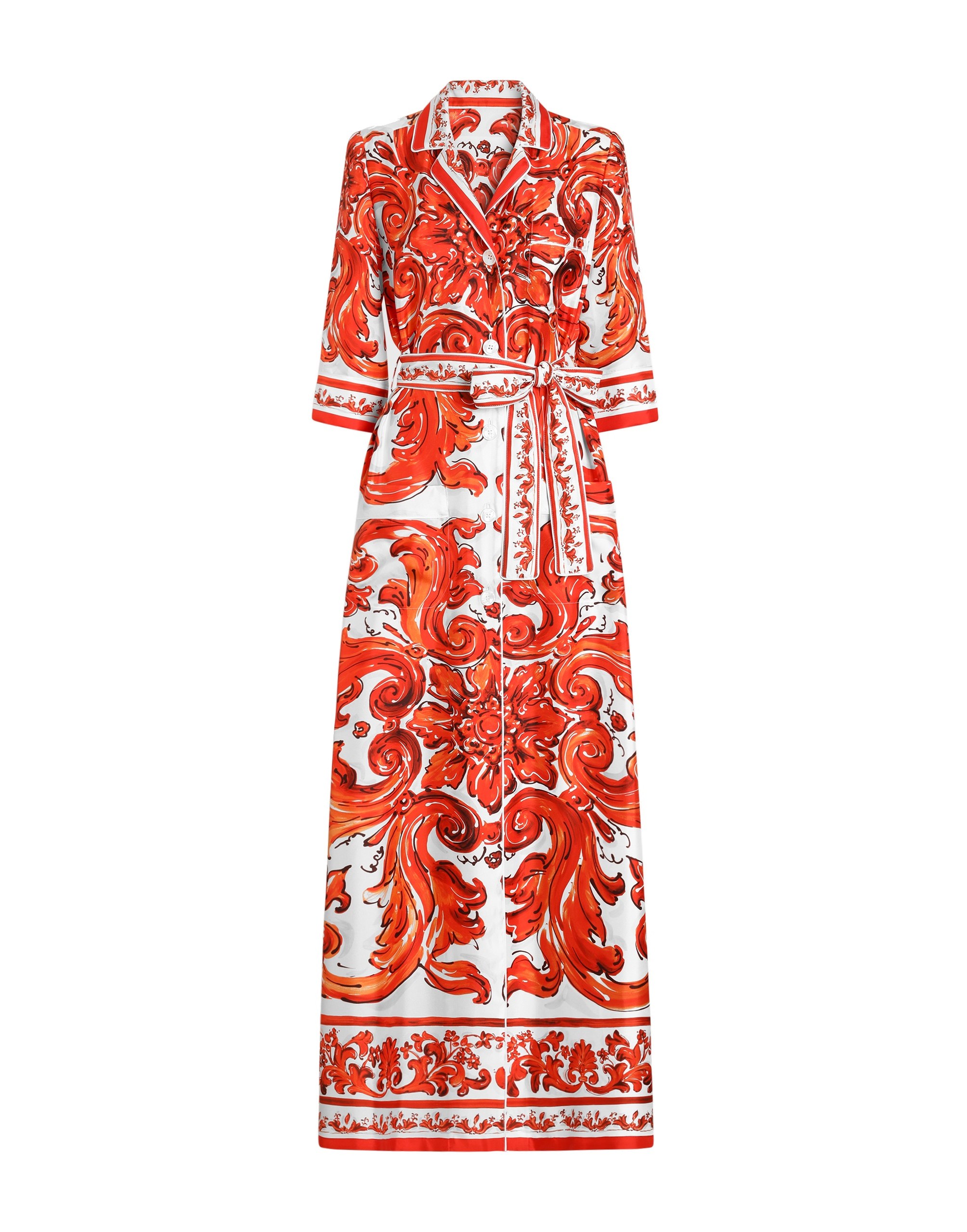 Dolce & Gabbana Majolica-print silk robe-style coat