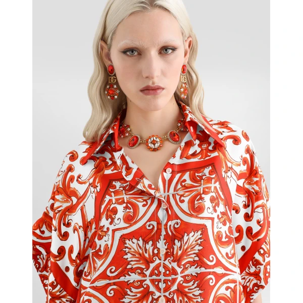 Dolce & Gabbana Majolica-print silk shirt, view 4