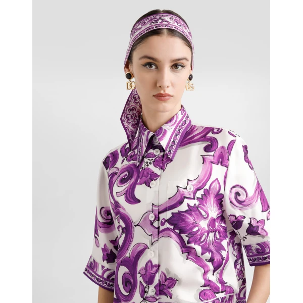 Dolce & Gabbana Majolica-print silk shirt, view 4