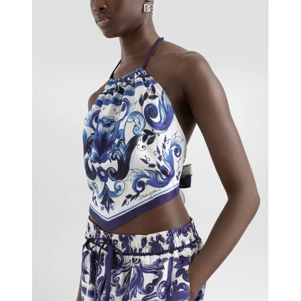 Dolce & Gabbana Majolica-print silk top, view 4