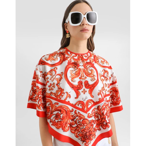 Dolce & Gabbana Majolica-print silk top, view 4