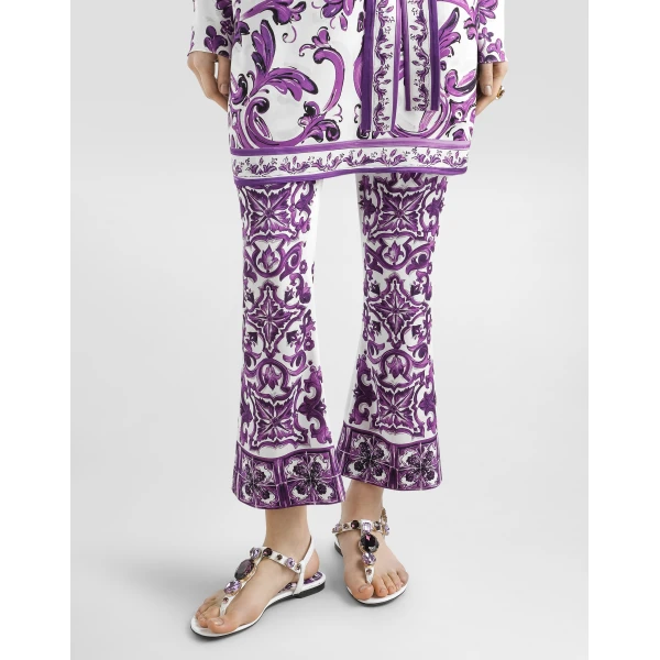 Dolce & Gabbana Majolica print silk trousers, view 4