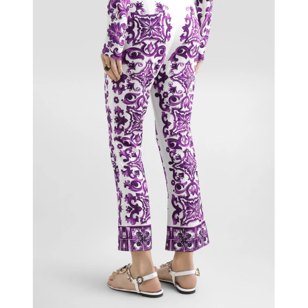 Dolce & Gabbana Majolica print silk trousers, view 5