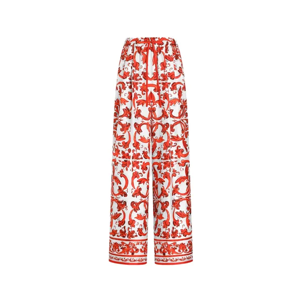 Dolce & Gabbana Majolica-print silk trousers