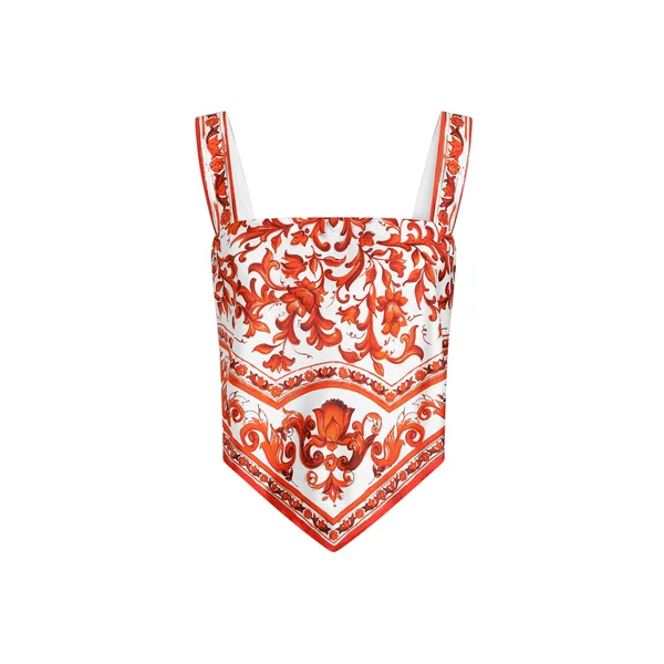Dolce & Gabbana Majolica-print silk twill bustier top