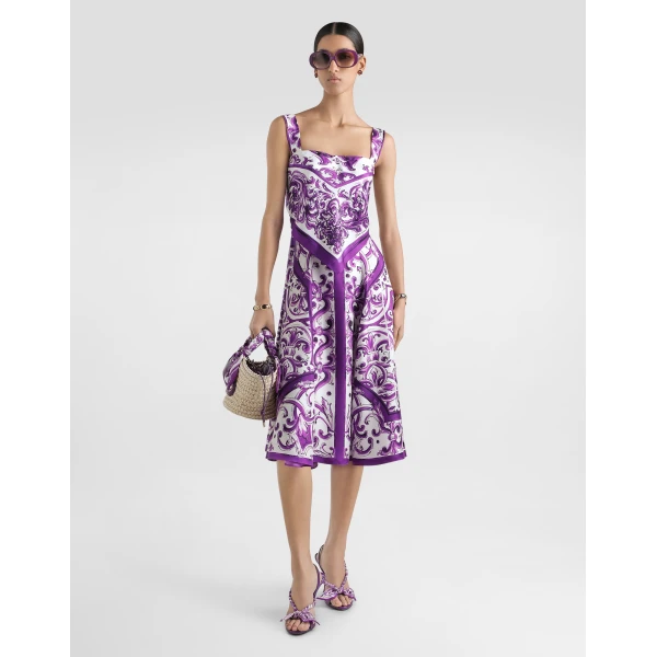 Dolce & Gabbana Majolica-print silk twill dress, view 6