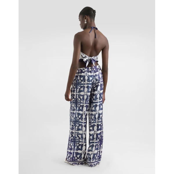 Dolce & Gabbana Majolica-print silk twill vanity trousers, view 3