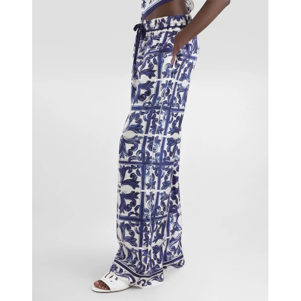 Dolce & Gabbana Majolica-print silk twill vanity trousers, view 4