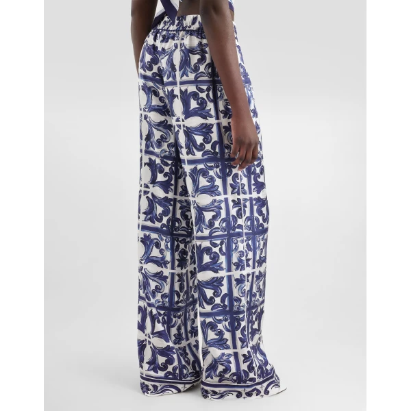 Dolce & Gabbana Majolica-print silk twill vanity trousers, view 5