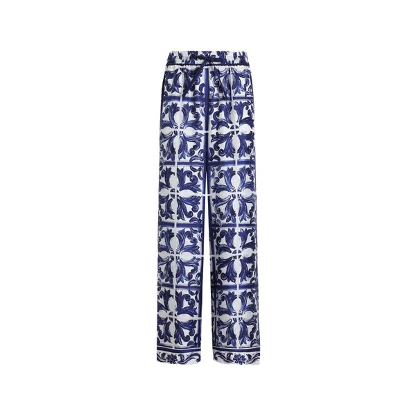 Dolce & Gabbana Majolica-print silk twill vanity trousers