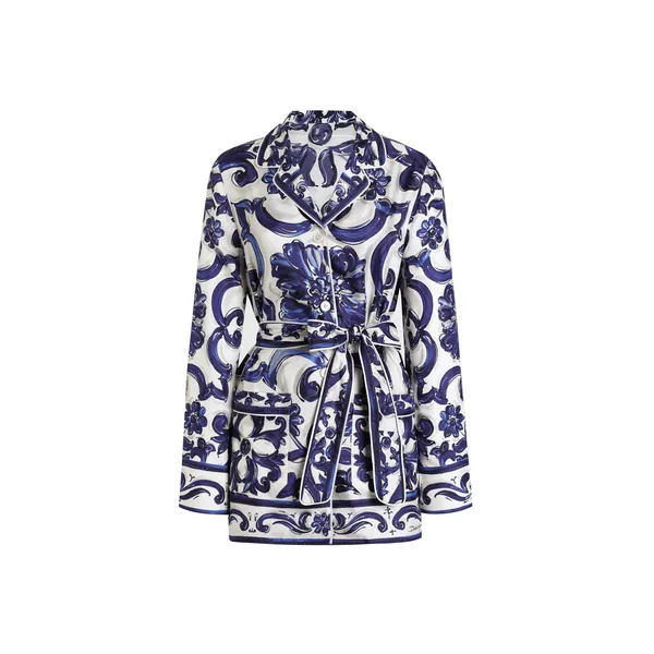 Majolica-print silk vanity shirt