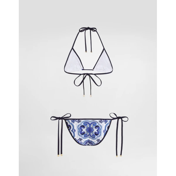 Dolce & Gabbana Majolica-print triangle bikini, view 3