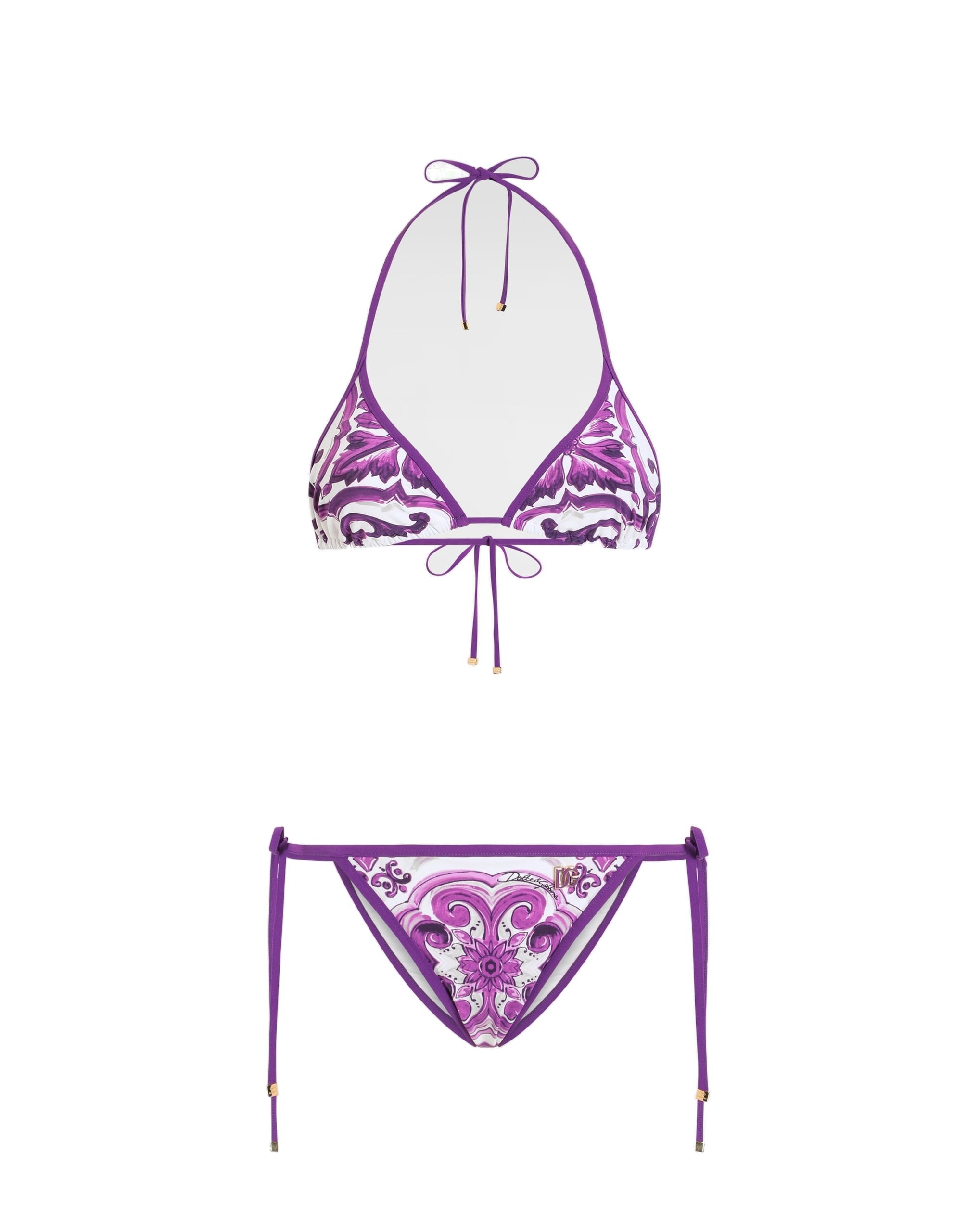 Dolce & Gabbana Majolica-print triangle bikini