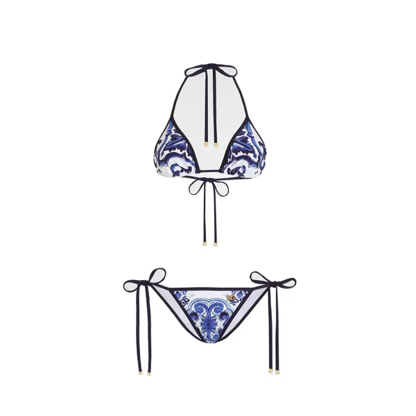 Dolce & Gabbana Majolica-print triangle bikini