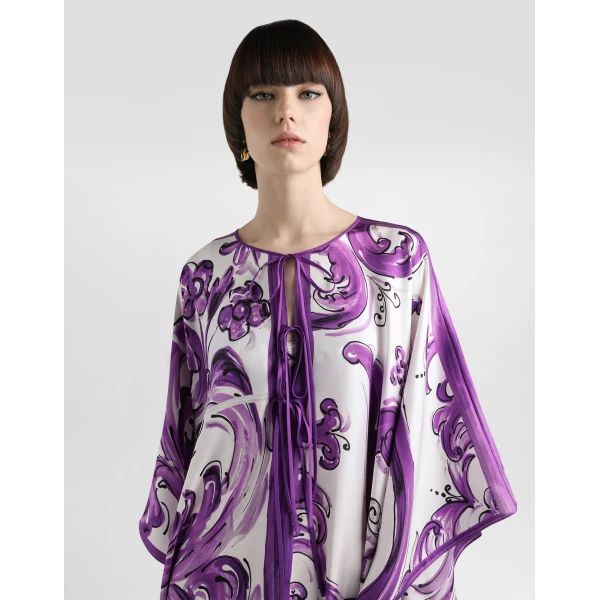 Dolce & Gabbana Majolica-print twill caftan dress, view 4