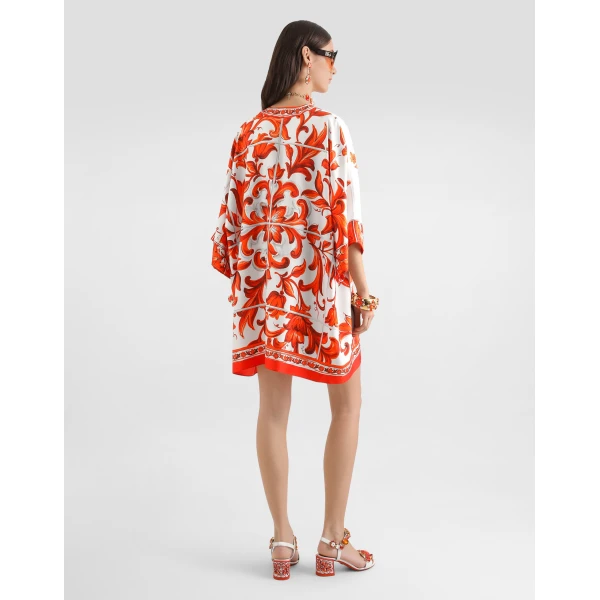 Dolce & Gabbana Majolica-print twill short kimono dress, view 3