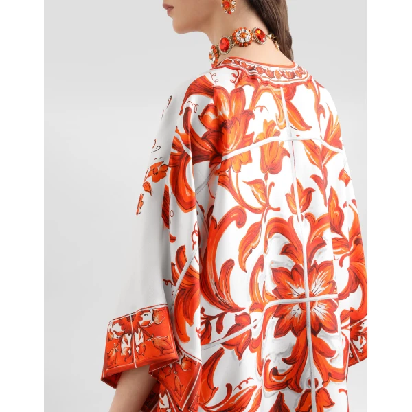Dolce & Gabbana Majolica-print twill short kimono dress, view 5
