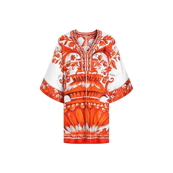 Dolce & Gabbana Majolica-print twill short kimono dress