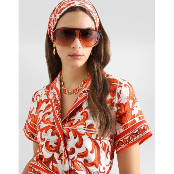 Dolce & Gabbana Majolica-print vanity silk shirt, view 4