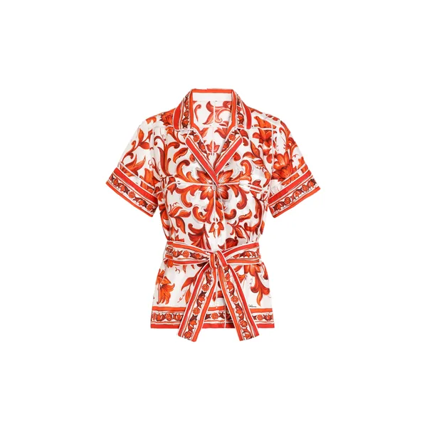 Dolce & Gabbana Majolica-print vanity silk shirt