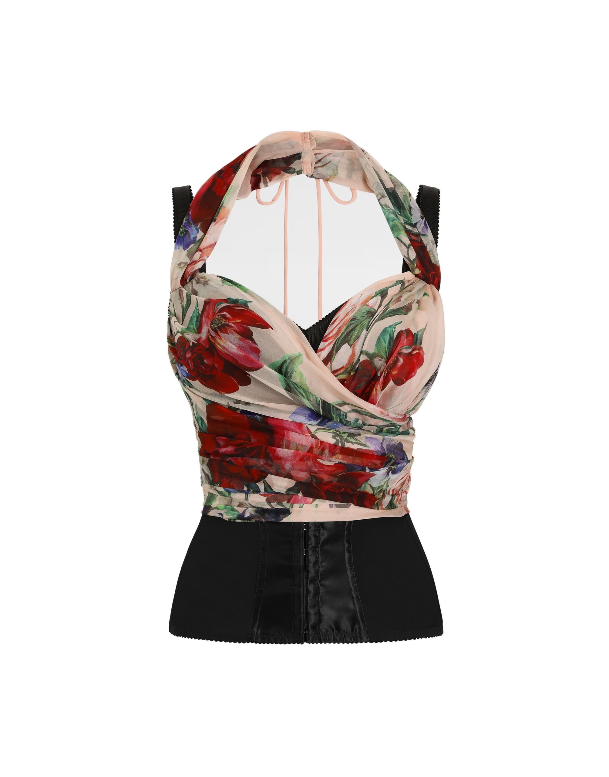 Dolce & Gabbana Marquisette and chiffon corset top with floral print
